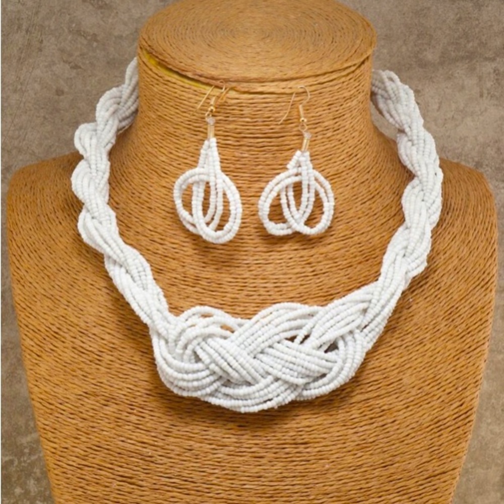 White Necklace and earrings